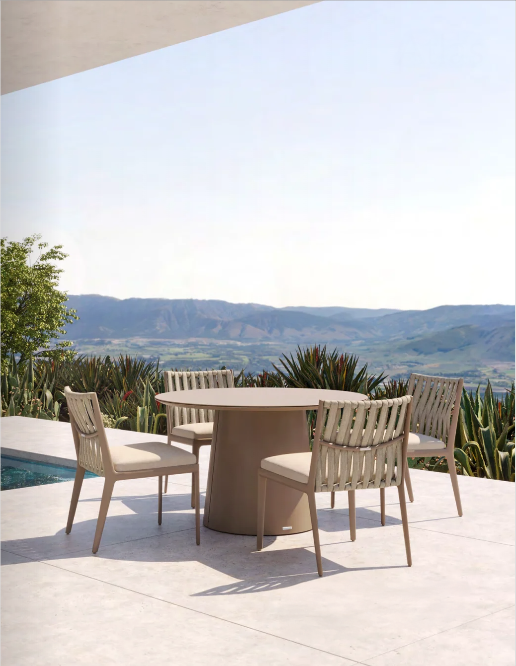 Atlas dining with mountains